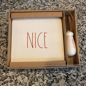 RAE DUNN Christmas Naughty & Nice Cheese Plate Set